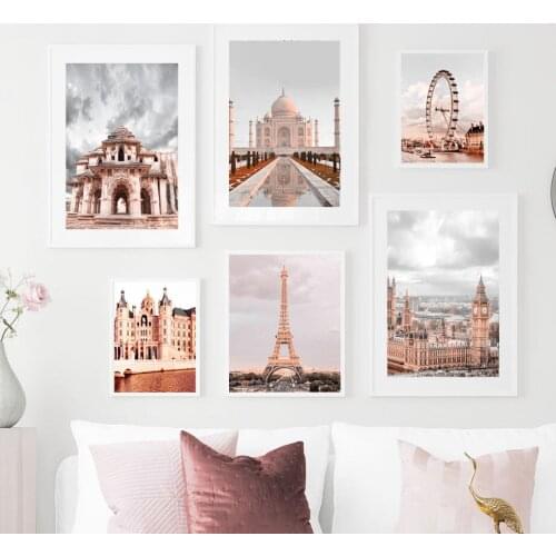 Tower of London Paris Eye Colosseum Red Square Wall Art Canvas Painting Nordic Posters and Prints Wall Pictures Living Room Deco