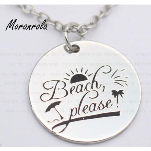 New arried" Beach Please "Copper necklace Keychain,charm Hand Stamped Jewelry Vacation Summer Beach necklace