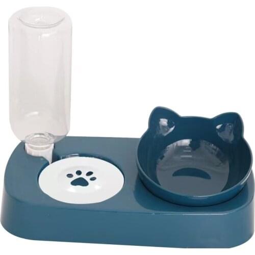 Pet Cat Bowl Automatic Feeder Dog Cat Food Bowl With Water Fountain Bowl Drinking Raised Stand Dish Bowls For Cats