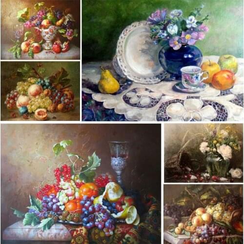 Colorful Flower and Fruit 5D Diy Full Square and Round Diamond Painting Embroidery Cross Stitch Kit Wall Art Home Decor for Gift