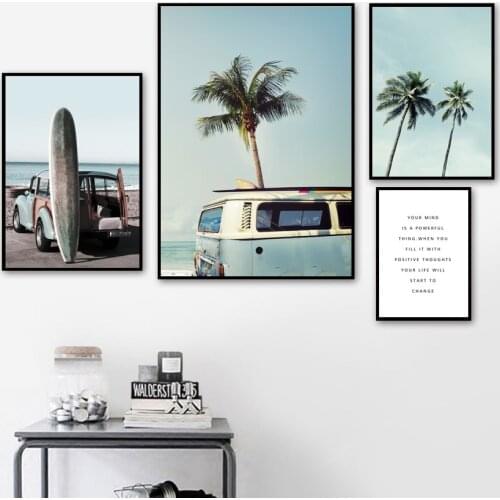 Blue Sea Sky Palm Tree Landscape Wall Art Canvas Painting Nordic Posters And Prints Decoration Pictures For Living Room Decor