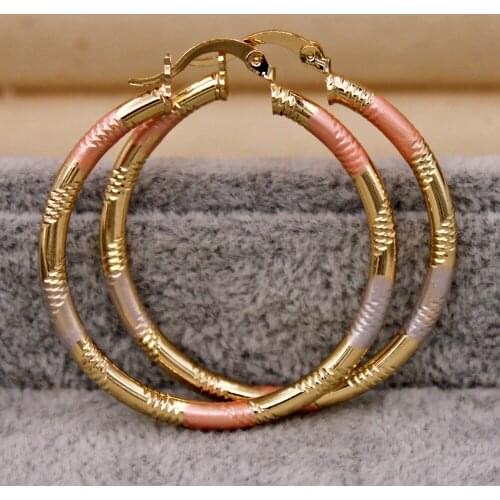 New Trendy Eardrop Round Gold Earring Hoop Earrings For Women Girls Fashion Jewelry Accessories Wedding Party Daily Gift