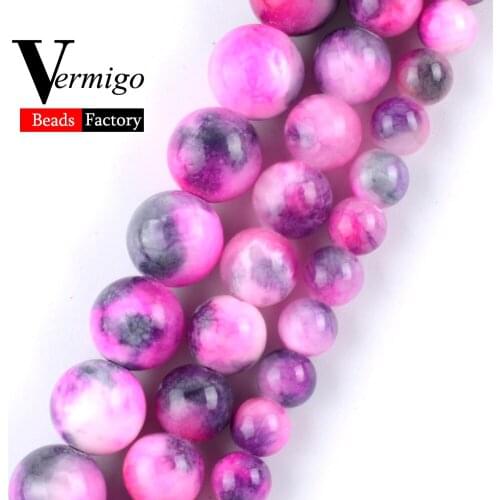 Wholesale Fuchsia Persian Jades Gem Stones Natural Stone Beads Women Diy Bracelet Beads For Jewelry Making 6 8 10mm 15"Perle