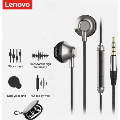 Original Lenovo H101 3.5mm In-Ear Wired Earphone Sound Heavy Subwoofer Driver Stereo Mic Earphone