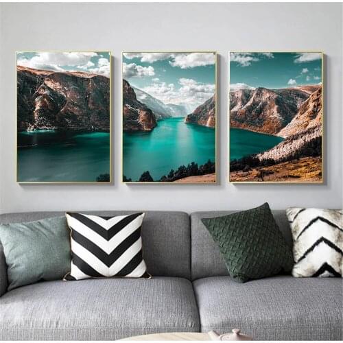 Scandinavia Prints Lake Forest Canvas Print Snow Mountain Landscape Wall Art Poster Painting Nordic Wall Pictures Home Decor