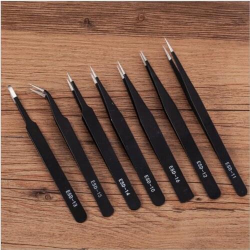 1pc 1.5mm New Black Tools Stainless Steel Curved Straight Tweezers Lashes