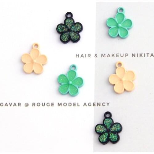 10pcs/set Colorful Enamel Blue Yellow Black Flower Charms Pendant Oil Drop For Women DIY Jewelry Earrings Necklace Finding XL636