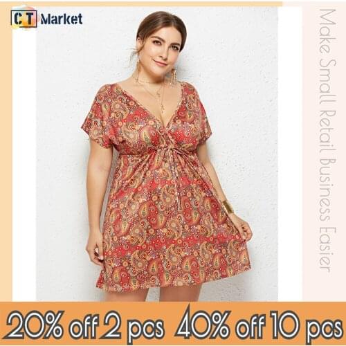 Plus Size Casual Dress Draw String Holiday Gown for Party Women Fashion Clothes 2021 New CT6021