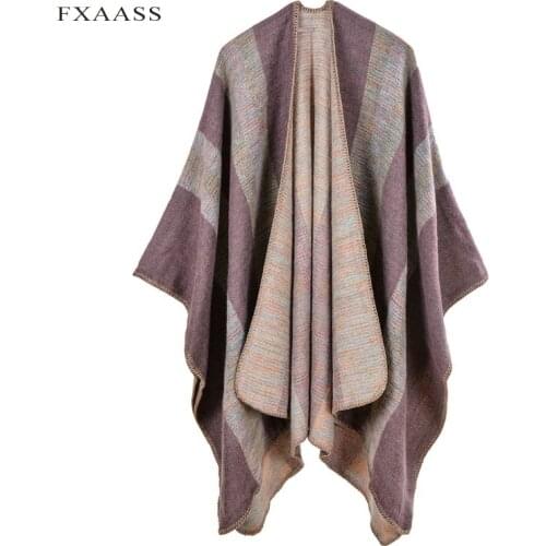 FXAASS New Autumn/Winter Shawl Fashion Poncho Women Scarf Lady Luxury Blanket Cashmere Scarves Warm Pashmina Wholesale Cape
