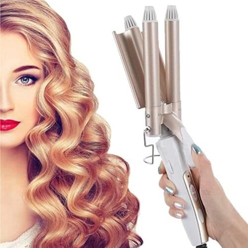 3 Barrel Perm Splint Titanium Automatic Ceramic Hair Curler Big Waver Curling Iron Large Deep Wave Hairdressing Curling Wand