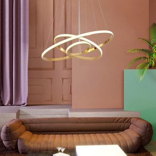 Gold Chrome Finished Modern led pendant lamp for living room dining room 4/3 Rings 110-240V Led Pendant lamp Free Shipping