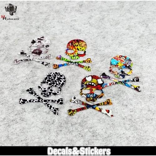 NO.L032 SKULL Hellaflush Danger Caution 3M Reflective Stickers MOTO GP Car Sticker Waterproof Decals Racing Motorcycle