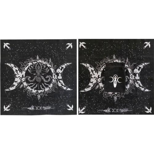 Altar Tarots Cloth Triple Goddess Moon Phases Astrology Tarots Cards Divination Special Tablecloth Velvet 19"×19" with Bag