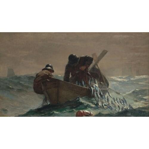 TOP art-Winslow Homer Seascape The Herring Net fishing oil painting--GOOD PRINT ART oil painting ON CANVAS--free shipping cost