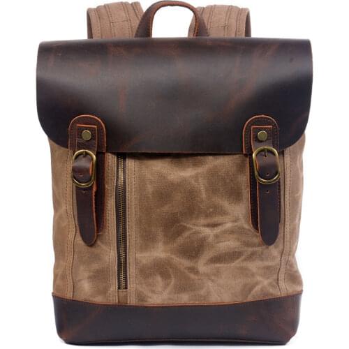 Outdoor Waterproof Men Travel School Bag Casual Backpack Oil Wax Canvas Backpacks New Cross-Border Rucksack