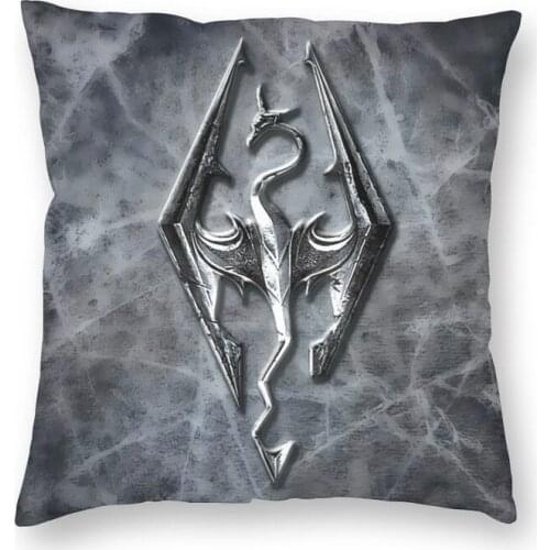 Vintage Skyrim Dragon Emblem Cushion Cover Sofa Home Decor Game Logo Square Throw Pillow Case 40x40cm