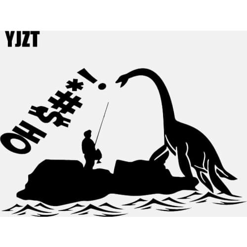 YJZT 16.5CM*10CM Funny Fishing Pole Rod Fisherman Car Truck Window Vinyl Decal Car Sticker Black/Silver C24-0672