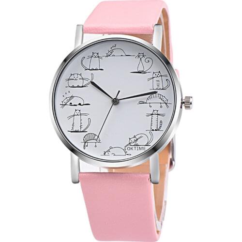 Watch Women Watches Relogio Feminino Lovely Cartoon Cat Leather Analog Quartz Female Clock montre femme 2021