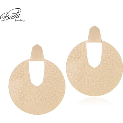 Badu Gold Stud Earring Big Round Geometric Exaggerated Earring Studs for Women Vintage Statement Jewelry Wholesale