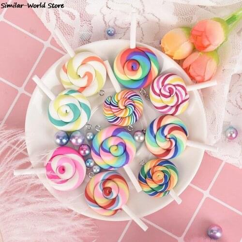 10Pcs 2018 New DIY Neckalce Earring Pendants Lollipop Charms Key Chain Jewelry Making Finding Party Gift Beauty Decor Kid Toy