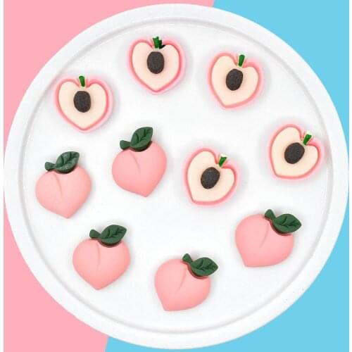 100pcs Resin Fruit Flatback Cabochon 19MM Simulation Peach, Peach Core Resin Accessories DIY Headdress Scrapbook Decoration