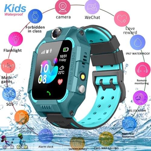 2021 Kids Waterproof Smart Watch for Childrens Wrist Watch Kids Watches SOS Photo Support SIM Card Call Baby Tracker Anti-lost