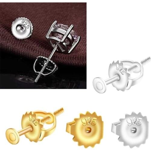 3 Pairs Brass Secure Screw on Earring Backs Replacement for Threaded Post Diamond Earring Studs Screwbacks Locking Backs