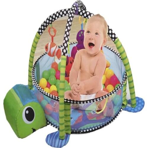 Baby Multi-functional Play Mat Fencing Ocean Pool Fitness Rack Game Blanket with Ball Turtle Lion Pattern Baby Playpens