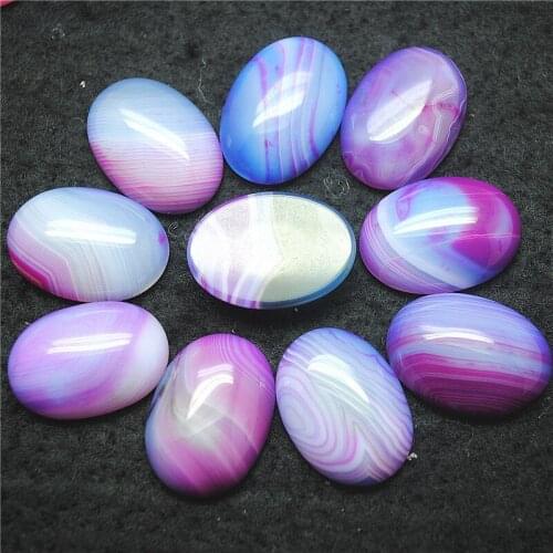 5PCS Nature Purple Strip Stone Cabochons 18X25MM Oval Shape No Hole Beads Cab For Womens Pendants Making Accessories DIY Crafts