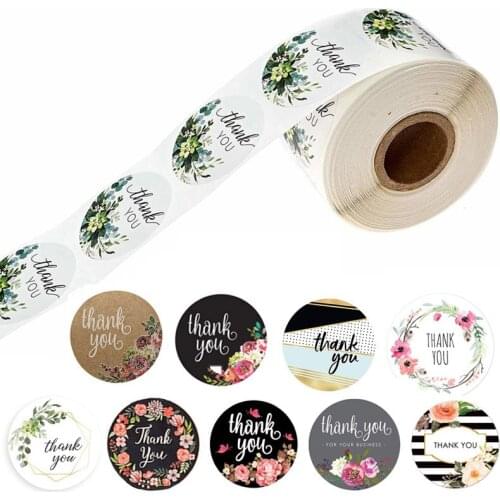 Floral Thank You Stickers 1 inch Round seal label handmade scrapbooking Envelope stationery sticker