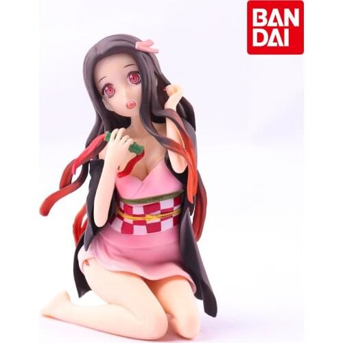 BANDAI Genuine10CM Kamado Nezuko Demon Slayer Figure Blade Seated Sexy Beanie Figure Figurine Halloween Gift