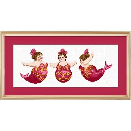 Fishxx Cross Stitch T352 Bedroom Paintings Cute Girl Fat Mermaid European Characters Animations Seven colors to choose from