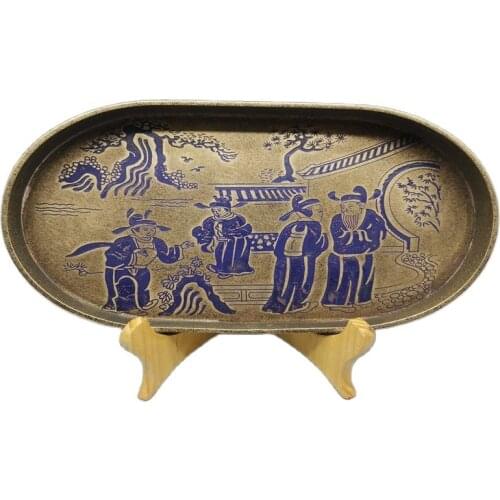 Chinese Old Bronze Statue Ancient Plate