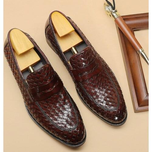 2021 Dress Shoes Mens Formal Shoes Genuine Leather Oxford Shoes for Men Italian Black Wedding Shoes Slip on Leather Brogues