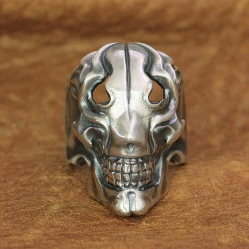 925 Sterling Silver No Face Skull Ring Mens Biker Punk Ring TA224 US Size 7~15