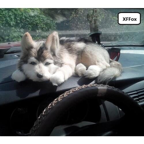 Big real life husky dog model plastic&furs lying dog doll gift about 40x14x30cm xf1621