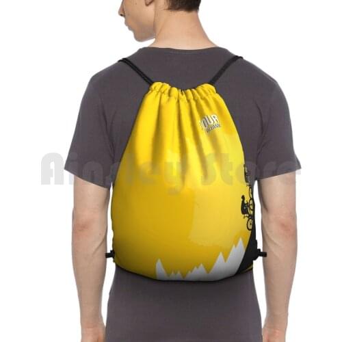 Le Backpack Drawstring Bags Gym Bag Waterproof Le Race Wall Yellow Cycling Tdf Bike France Tdf2018 Letour Bicycle