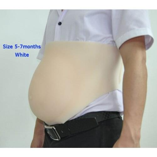 2019 Top Sale 5-7Month Silicone Artificial Baby Tummy Fake White Skin Belly Realistic Pregnant Hallowen Birthday Gift