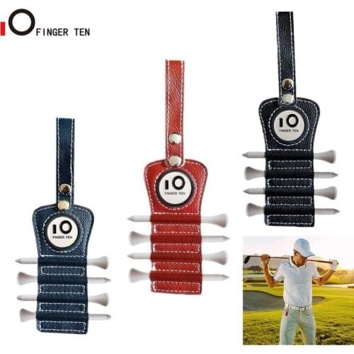 Hot Sale Deluxe Leather Golf Tee Holder with 4 pcs Wood Tee 1 Magnet Ball Marker Hook to Belt Bag Drop Shipping