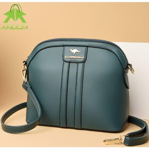 Fashion Womens Shell-shaped Shoulder Bags Simplicity Solid Color Messenger Bag New High Quality Pu Leather Travel Women Handbag