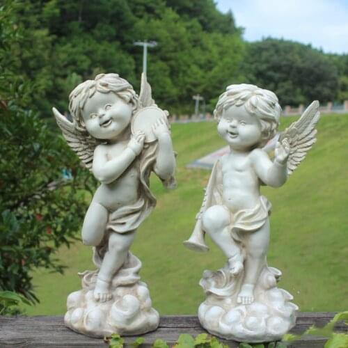 Outdoor Gardening Resin Angel Boy Statue Ornaments Courtyard Garden Figurines Decoartion Villa Park Sculpture Furnishing Crafts