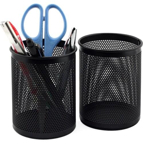 Desktop Pen Holder Metal Mesh Modern Storage Office Ornament Multi Functional Pencil Case Makeup Brush Pot Cosmetic Container