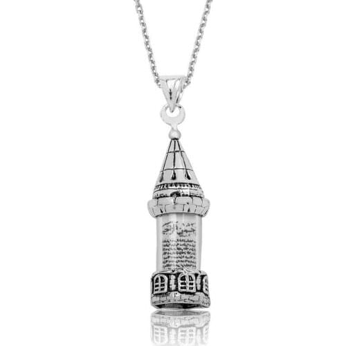 Real Silver 925 Jewelry Silver Minarets Cevşen Lady Necklace