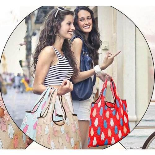 2019 New Foldable Storage Bag Womens Foldaway Shopper Bag Ladies Reusable Shopping Bag Eco Tote Folding Bag