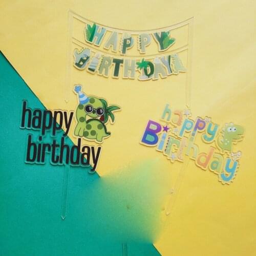 New Animal Acrylic Happy Birthday Cake Topper Dinosaur Birthday Cake Topper for Kids Birthday Party Cake Decorations Baby Shower