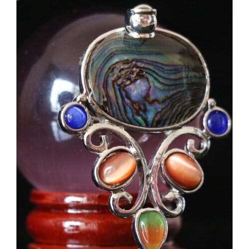 New Natural Abalone Shell Cat Eyes Beads Oval Vase 34x42mm Lady Accessories Necklace Pendant Simple Jewelry Making B1146