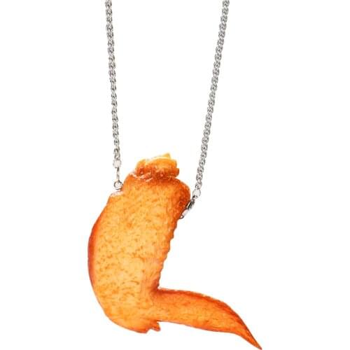 Simulation Delicious Food Chicken Wing Leg Necklece Orleans Drumsticks Pendant Punk Stainless Steel Chain Woman Man Jewelry Gift