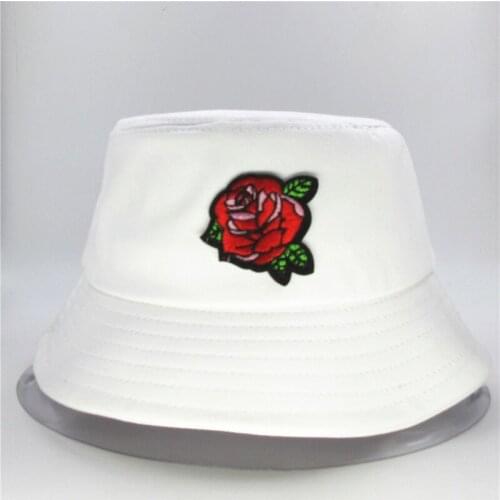 Rose flower embroidery cotton Bucket Hat Fisherman Hat outdoor travel hat Sun Cap Hats for kid men Women 188