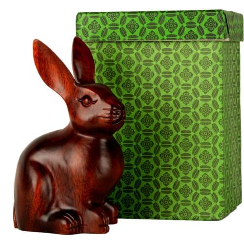 Peach Wood Rabbit Decoration Feng Shui Rabbit Wood Carving Chinese Zodiac Sign of Rabbit Decoration Wooden Rabbit Smal