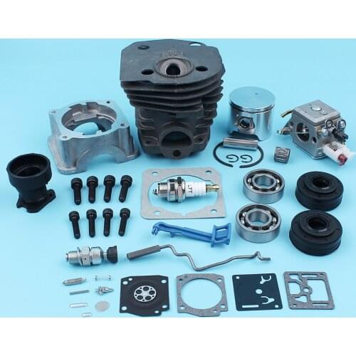 Cylinder Piston Engine Pan Crank Bearing Oil Seal Carburetor Kit For Husqvarna 350 346 345 351 353 340 (44mm) Intake Boot Lever